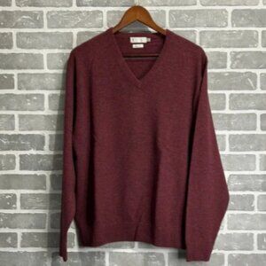 Peter Millar Burgundy V-Neck Sweater Luxe Blend 90% Wool 10% Cashmere Mens Med
